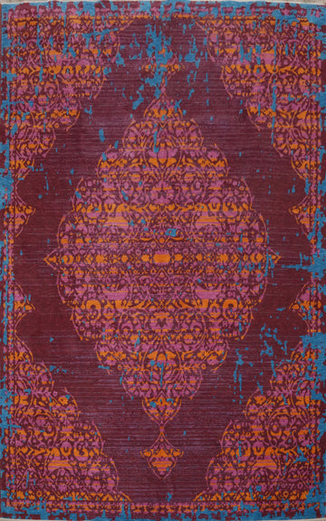 Distressed Look Traditional Room Size Area Rug 6x9