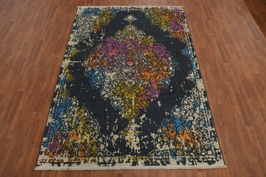 Distressed Look Oushak Room Size Area Rug 6x9