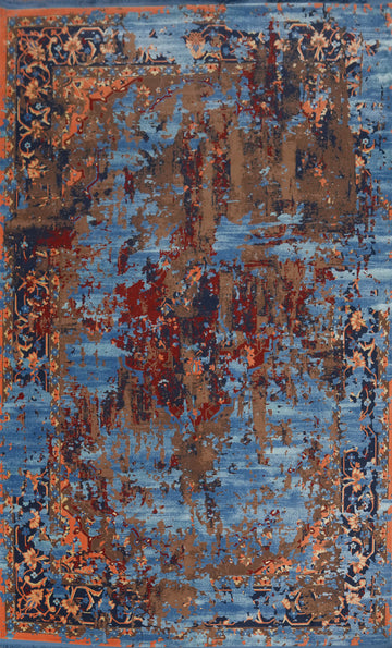 Distressed Look Abstract Room Size Area Rug 6x9