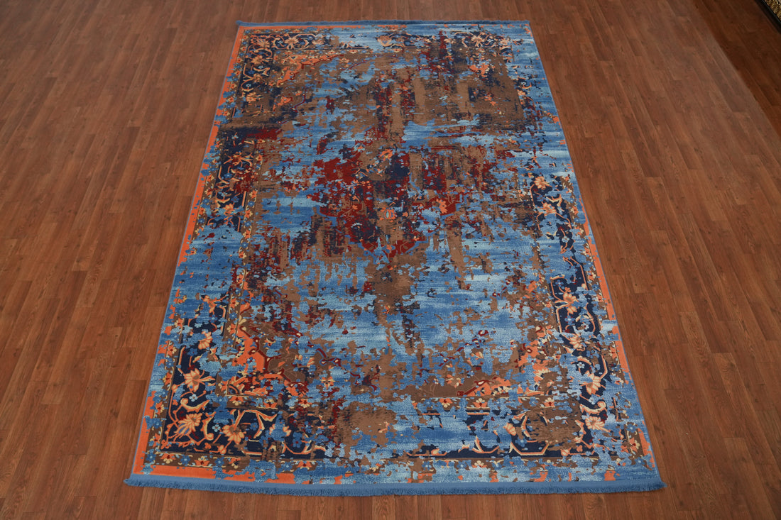 Distressed Look Abstract Room Size Area Rug 6x9