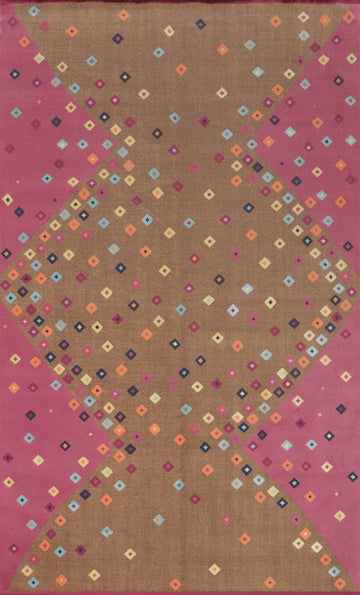 Geometric Wool Gabbeh Room Size Area Rug 6x9