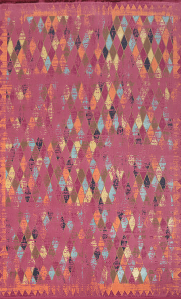 Pink Geometric Gabbeh Living Room Area Rug 6x9