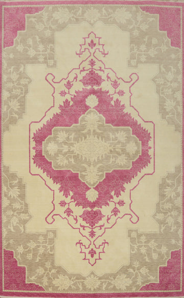 Geometric Wool Oushak Room Size Area Rug 6x9