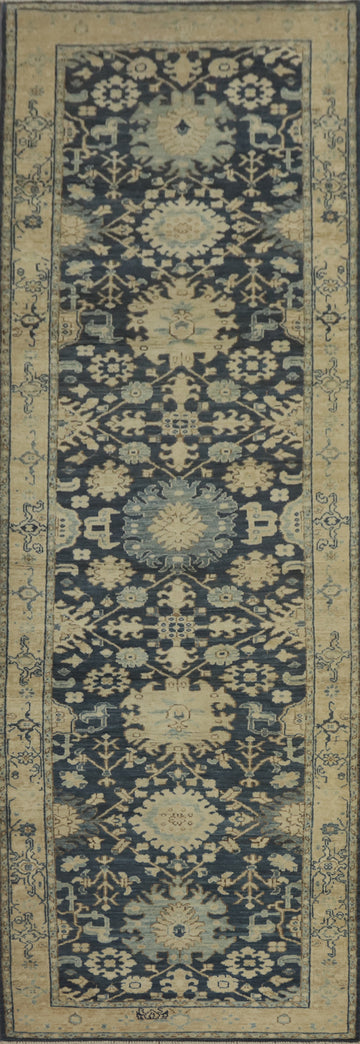 Vegetable Dye Oushak Oriental Runner Rug 3x11