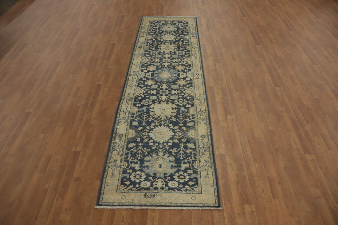 Vegetable Dye Oushak Oriental Runner Rug 3x11