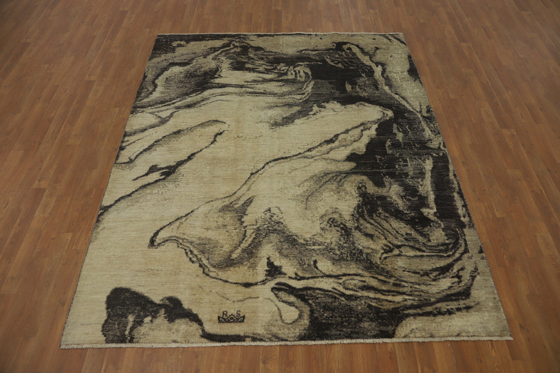 Vegetable Dye Abstract Living Room Area Rug 7x8