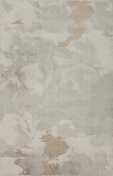 Elegant Modern Abstract Rug 5x7 with Neutral Tones Textures