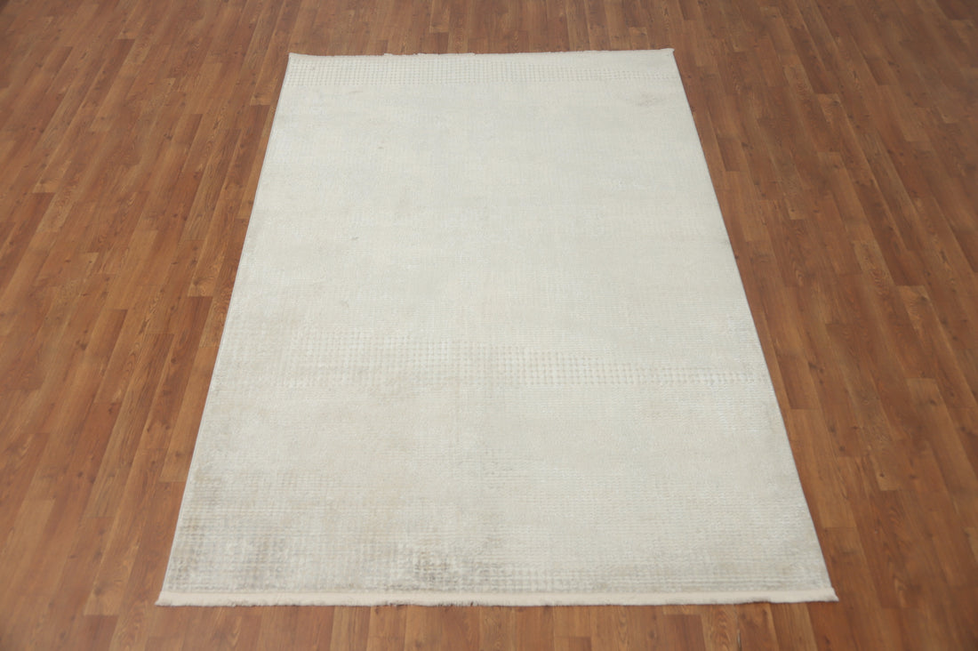 Minimalist Grid Modern Cream Area Rug 5x7