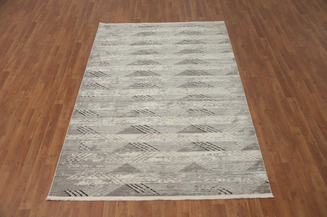 Distressed Look Modern Geometric Rug 5x7