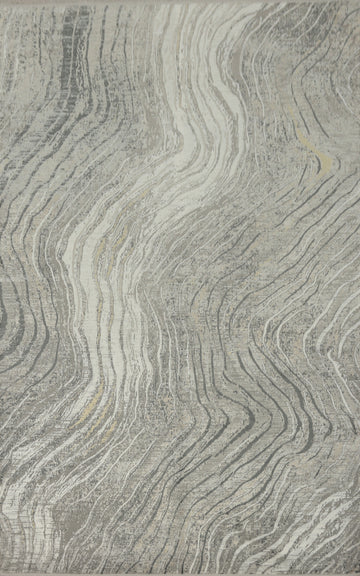 Contemporary Wave Pattern Rug in Gray Tones 5x7