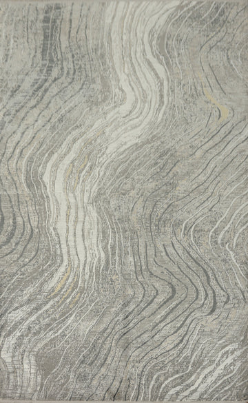 Flowing Lines Abstract Contemporary Gray Design Rug 5x7