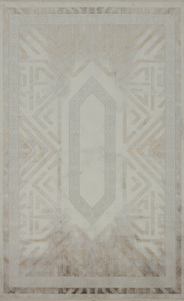 Elegant Geometric Patterned Rug 5x8 in Neutral Tones