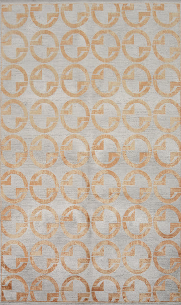 Minimalist Gray Shades Contemporary Circle Patterned Rug 5x7