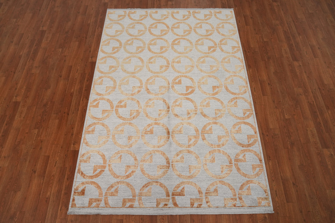 Minimalist Gray Shades Contemporary Circle Patterned Rug 5x7