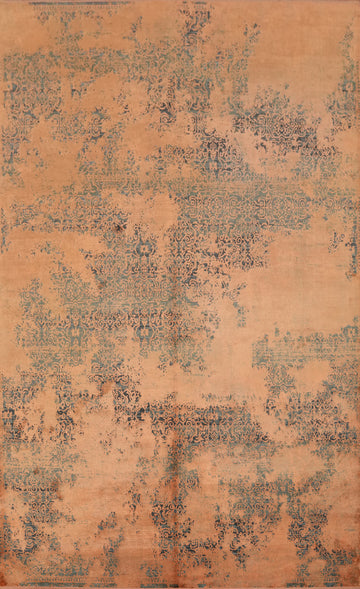 Chic Abstract Patterns on Soft Peach Tones Area Rug 5x7