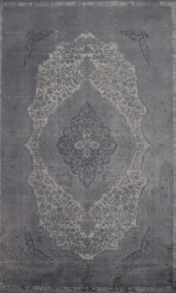 Ornate Floral Medallion Design Elegant Vintage Gray Rug 5x7