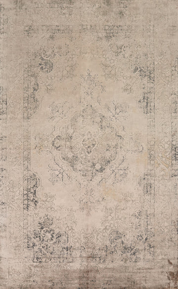 Traditional Geometric Distressed Look Rug 5x7