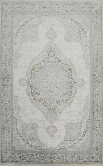 Subtle Fringed Edges Artfully Designed Gray Area Rug 5x7