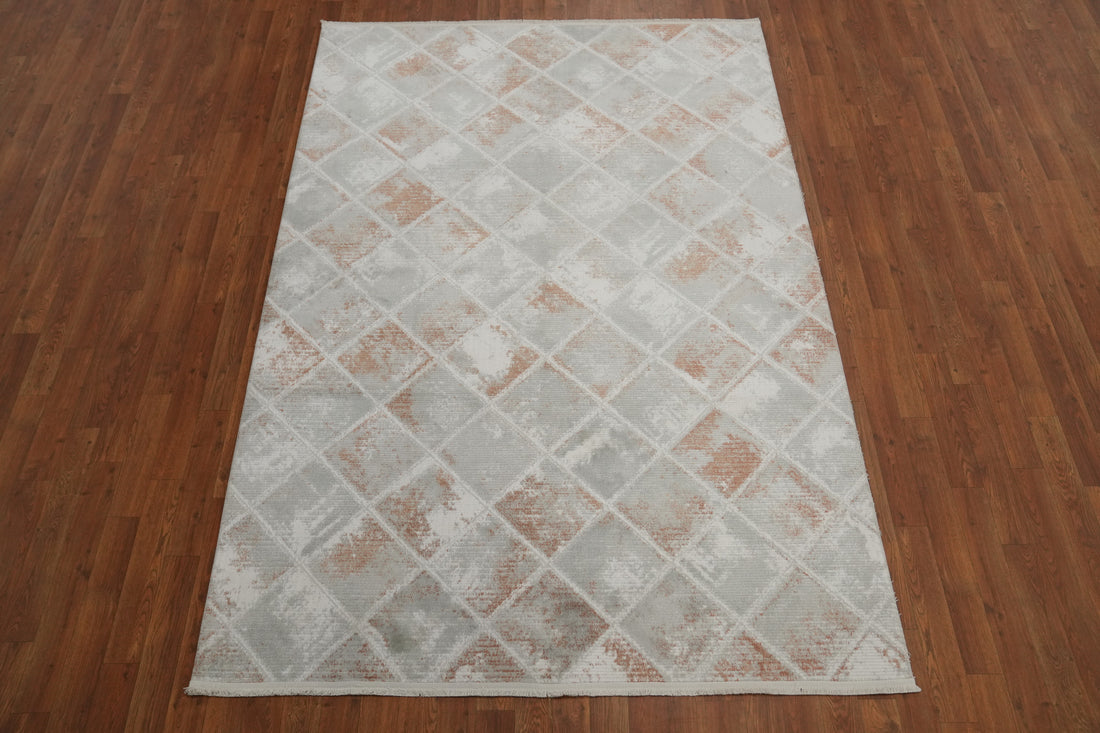 Distressed Look Trellis Modern Rug 5x7