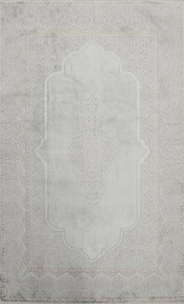Silver Gray Geometric Traditional Rug 5x7