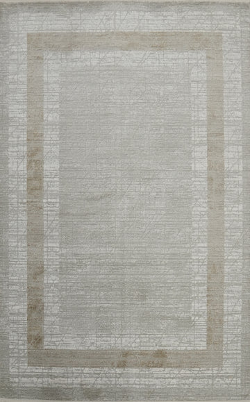 Contemporary Grey Rug Featuring Timeless Border Accent 5x7
