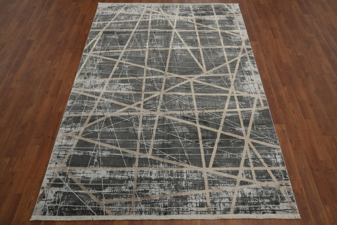 Distressed Look Abstract Modern Rug 5x7