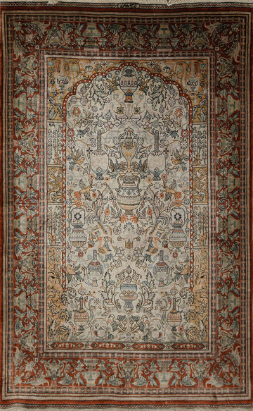 Antique 100% Silk Hereke Vegetable Dye Rug 2x3