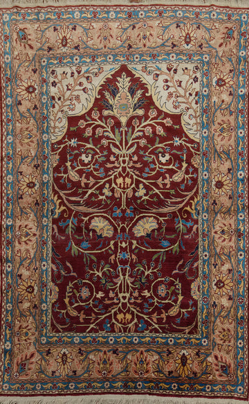 100% Silk Vegetable Dye Vintage Hereke Turkish Rug 3x5