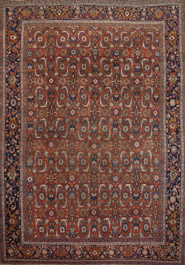 Pre-1900 Vegetable Dye Heriz Bakhshayesh Persian Area Rug 9x11