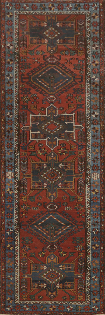 Antique Vegetable Dye Heriz Serapi Persian Runner Rug 3x11