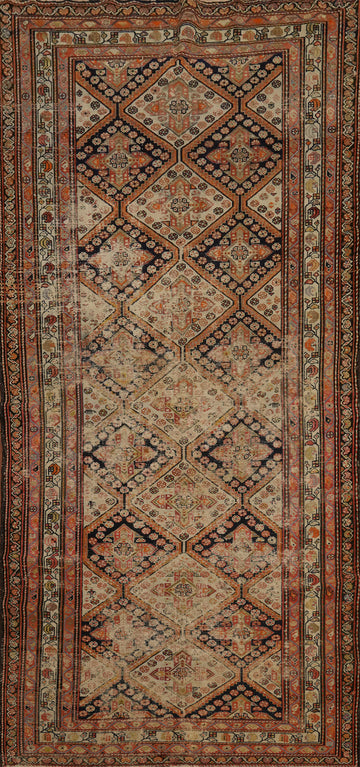 Pre-1900 Antique Bakhtiari Vegetable Dye Persian Rug 5x10