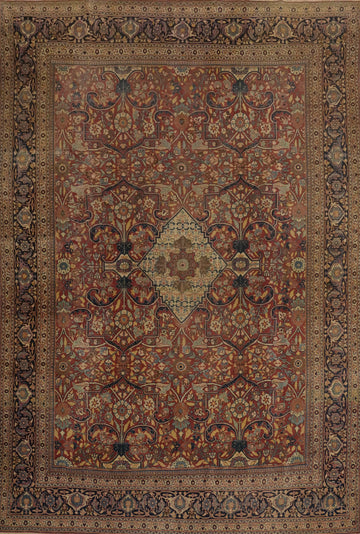 Antique Vegetable Dye Tabriz Persian Large Rug 11x15