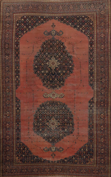 Pre-1900 Vegetable Dye Sarouk Farahan Persian Large Rug 10x16