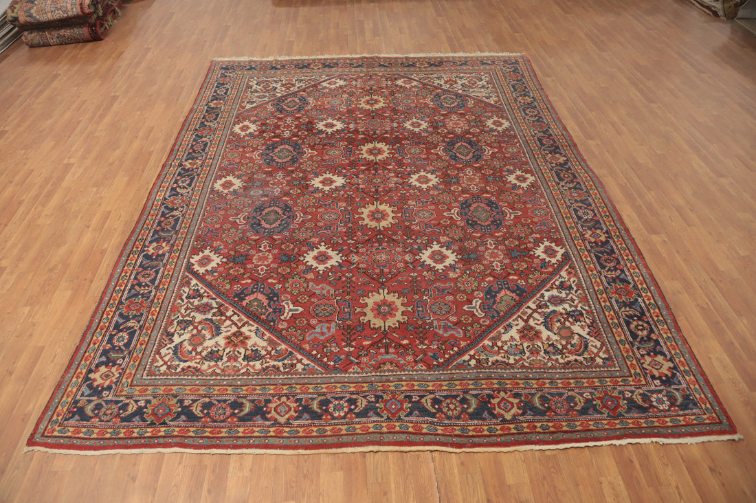 Pre-1900 Antique Vegetable Dye Mahal Persian Area Rug 9x12
