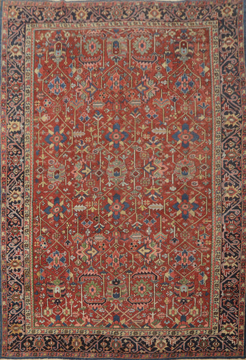 Pre-1900 Antique Vegetable Dye Heriz Serapi Persian Rug 8x11