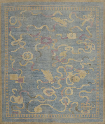 Blue Handmade Ziegler Vegetable Dye Large Rug 15x15