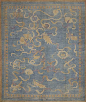 Blue Handmade Ziegler Vegetable Dye Large Rug 12x12