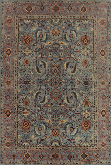 Floral Blue Ziegler Vegetable Dye Area Rug 9x12