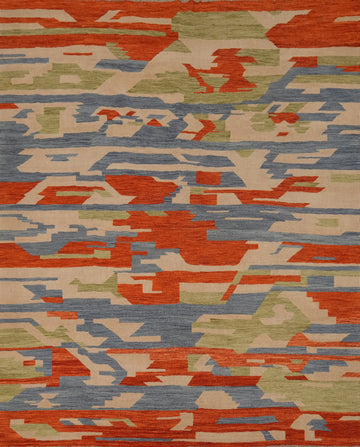 Modern Multi-Colored Kilim Distinctive Style Rug 9x10