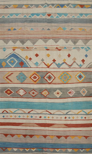 Tribal Wool Kilim Flat Weave Area Rug 6x9