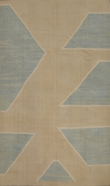 Soothing Beige and Blue Tones Modern Kilim Area Rug 7x10