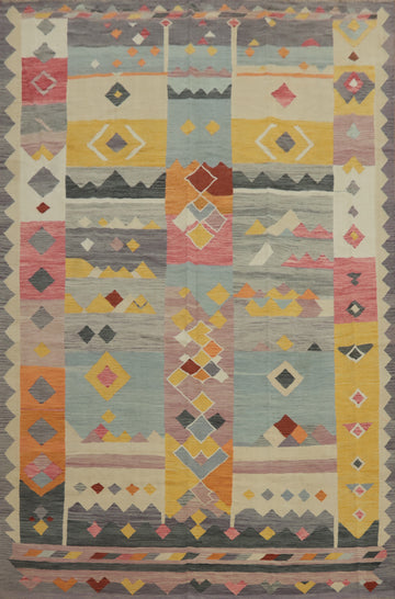 Tribal Wool Kilim Handwoven Area Rug 10x13
