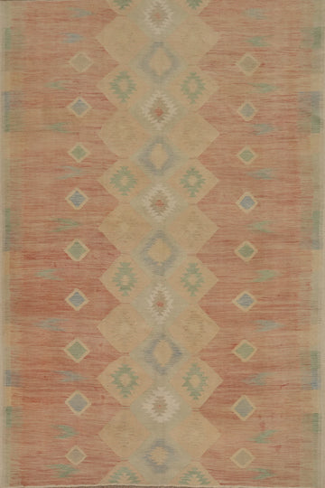 Geometric Wool Kilim Flat Weave Area Rug 9x12