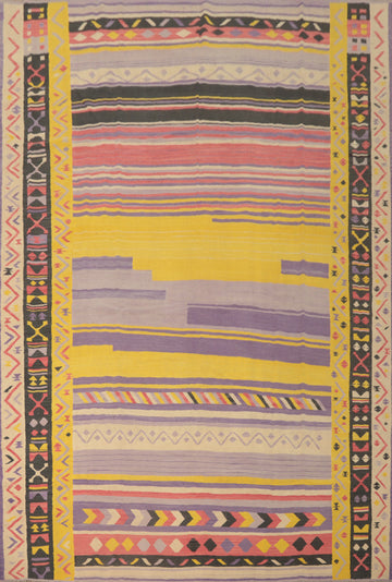 Geometric Wool Kilim Handwoven Area Rug 10x13