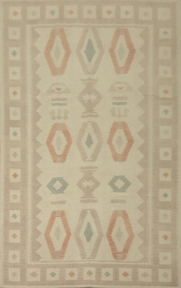 Geometric Wool Kilim Handwoven Area Rug 7x10