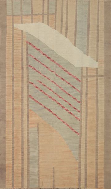 Earth Tones Wool Kilim Handwoven Area Rug 5x8