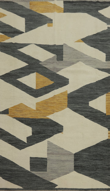 Modern Wool Kilim Geometric Area Rug 5x8