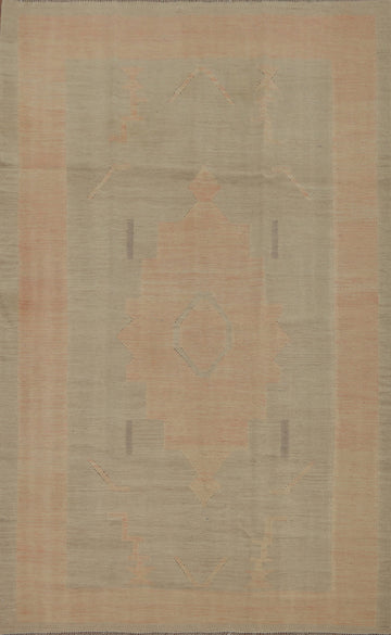 Earth Tones Wool Kilim Flat Weave Area Rug 5x8