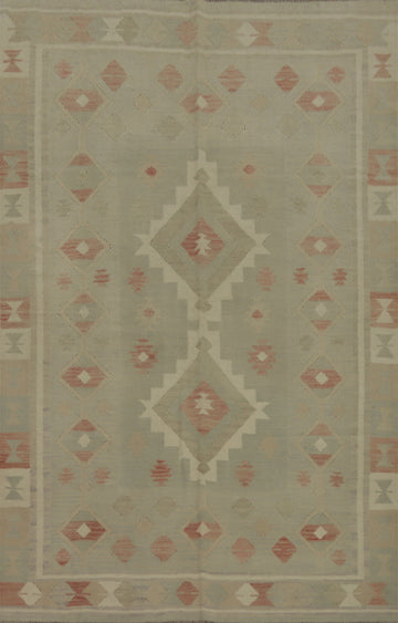 Elegant Soft Tones Handwoven Wool Rug 6x8