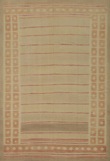 Earth Tones Wool Kilim Flat Weave Area Rug 9x12